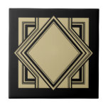 Art Deco Black Beige Dourado Chic Square 05<br><div class="desc">Azulejo cerâmico decorativo de elementos quadrados geométricos elegantes, preto e dourado escura, cor bege, cor bege escura. Note que a cor de ouro neste design é um impressão de cor bege plano e não é uma cor de ouro ou folha de alumínio. Design de chic elegante, perfeito para um interior...</div>