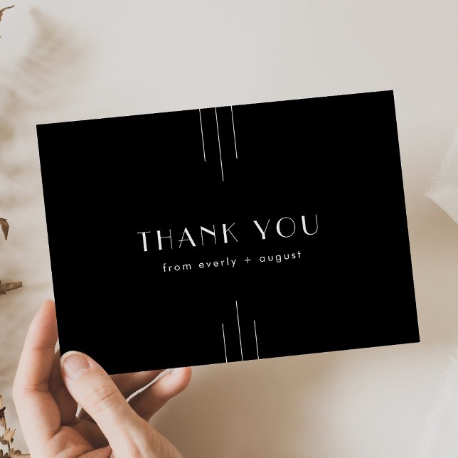 Art Deco Black Cartões de agradecimentos / EVERLY  (Art Deco Black Thank You Card / EVERLY Suite)