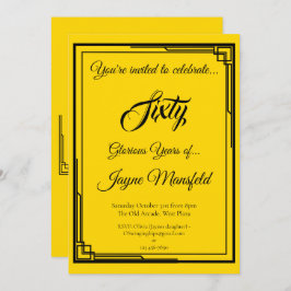 Art Deco Black on Dourado Convite de aniversário