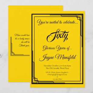 Art Deco Black on Dourado Convite de aniversário