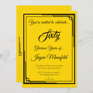 Art Deco Black on Dourado Convite de aniversário