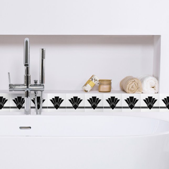 Art Deco Black White Chic Border Geométrico 04 (Criador carregado)