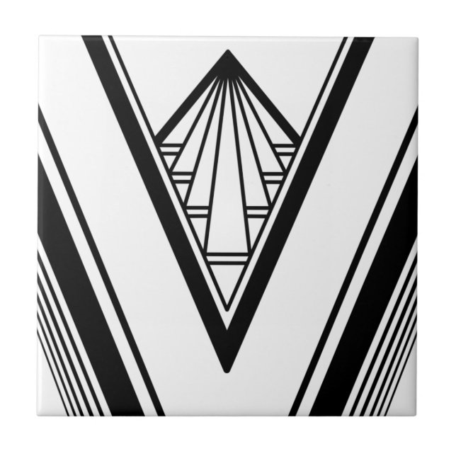 Art Deco Black White Elegant Crises Geométricas (Frente)