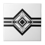 Art Deco Black White Elegant Fronteira Geométrica<br><div class="desc">Estilo de deco de arte branca e preto negras negras negras negras negras negras e brancas detalhe geométrico decorativo de ornamento azulejo cerâmico de borda. Design nítido e original,  perfeito para o interior do estilo de vintage moderno ou de deco de arte.</div>