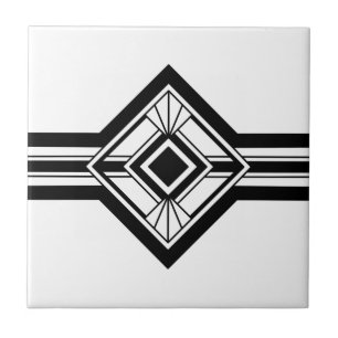 Art Deco Black White Elegant Fronteira Geométrica