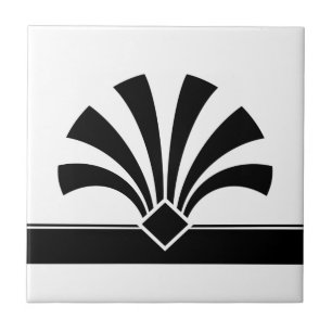 Art Deco Black White Flower Elemento Geométrico 0