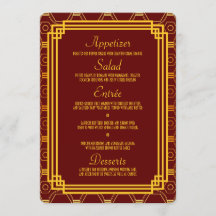Art Deco Burgundy Wedding Menu