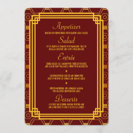 Art Deco Burgundy Wedding Menu