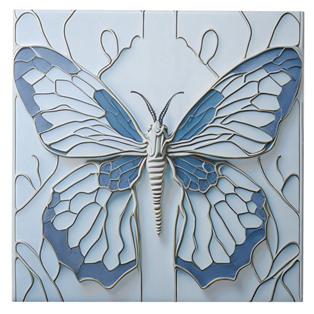 Art Deco Butterfly Nouveau Azulejo cerâmica (Frente)