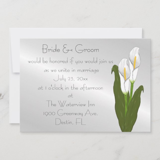 Art Deco Calla Lily Casamento Convite (Frente)