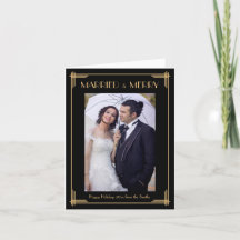 Art Deco Casado E Cartões De Nota De Natal Feliz