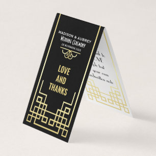 Art Deco Casamento Amor e Obrigados Dourado Favor