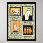 Art Deco Cats Poster<br><div class="desc">Quatro estudos em gatos no estilo Art Deco da artista Julia de Graag,  Datas são 1916,  1917,  1918.</div>