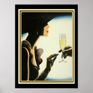 Art deco "Champagne" 12 x impressão 16