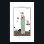 Art Deco Charles Martin Fashion Plate Impressão<br><div class="desc">Charles Martin (Francês) Costumes Parisiens 1918 Placa de Moda 108. Robe de linon rayé bordée de linon rosa - Fichu aussi de linon rosa (Roupa riscada aparada com linho rosa - também com linho rosa) Diário des Dames et des Modes. A trabalhar com cor de pau em papel fixo, 1913....</div>