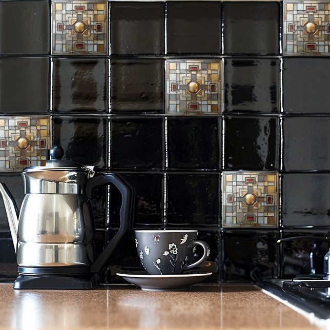 Art Deco Cinza Dourada Rust Tan Geométrico (Criador carregado)