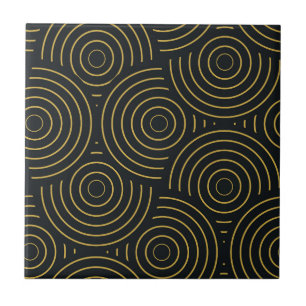 Art Deco Círculos Dourados Sobrepostos em Preto