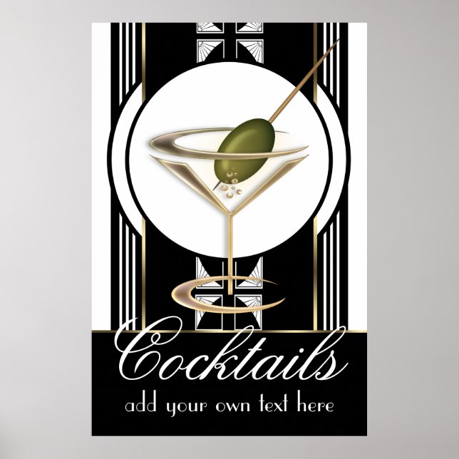 Art Deco Cocktails Grande Poster Personalizado (Frente)