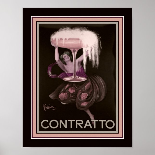 Art Deco Contratto Champagne Ad Poster (Frente)