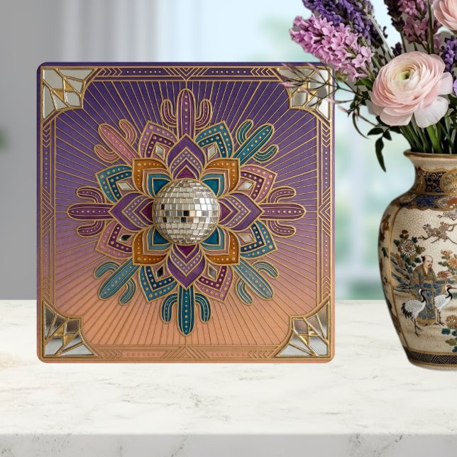 Art Deco Desert Disco Mandala Ceramic Tile (Criador carregado)