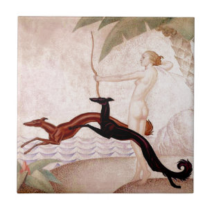 Art deco Diana e Borzoi