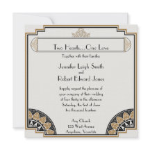 Art Deco Dourado Convite Para Casamento Posh