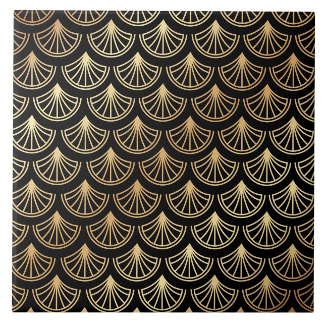 Art Deco Dourado e Black Abstrato - Padrão (Frente)