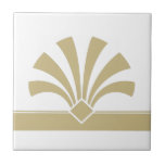 Art Deco Dourado Elemento Geométrico da Flor Branc<br><div class="desc">Elegante faux gold art deco style geométrica flower element ornamento em um azulejo de cerâmica decorativa em fundo branco. Observe que a cor dourada aqui é um impressão de cor bege e achatado e não é uma cor dourada ou folha de alumínio. Design chic elegante, perfeito para um interior moderno...</div>