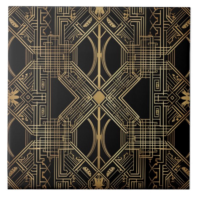 Art Deco, Dourado negro, padrão geométrico (Frente)