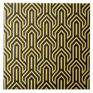 Art Deco - dourado - padrão preto