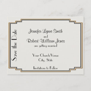Art Deco Dourado Posh Salve a Data Cartão