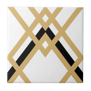 Art Deco Dourado Preto Geométrico Branco