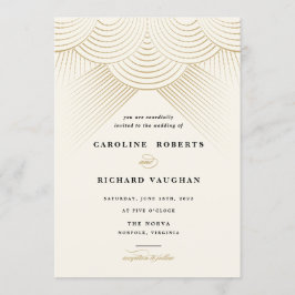 Art Deco Dourado String Luzes Casamento Convite