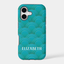 Art Deco Dourado Turquoise Name Personalizado