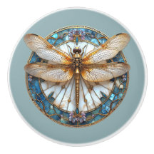 Art Deco Dragonfly Vidro Dourado rosa
