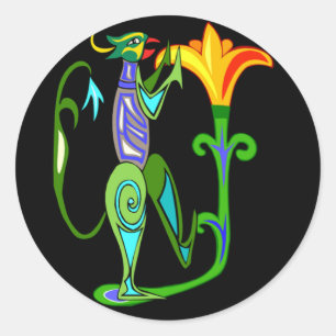 Art deco egípcio com uma etiqueta da flor de Lotu