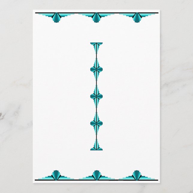 Art deco elements in teal green menu (Frente)