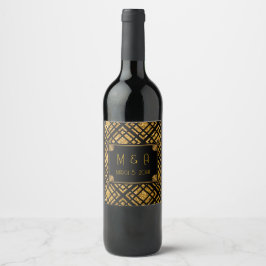 Art Deco - Etiqueta de Vinho Preto e Dourado