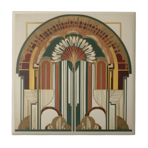Art Deco Fan Cerâmica Azulejo