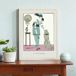 Art Deco Fashion Javier Gose Poster<br><div class="desc">Poster com a ilustração Art Deco, IL A ÉTÉ PRIMÉ - Robe du Soir (Vestido Evening), de Francisco Javier Gosé (1876-1915), ilustrador espanhol. Uma imagem digitalmente melhorada de uma mulher num vestido noturno a acariciar o seu cão.</div>