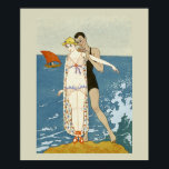 Art Deco Fashion Poster<br><div class="desc">Absolutamente surpreendente poster de Arte Deco mostrando um casal na praia. É lindo para o banheiro.</div>