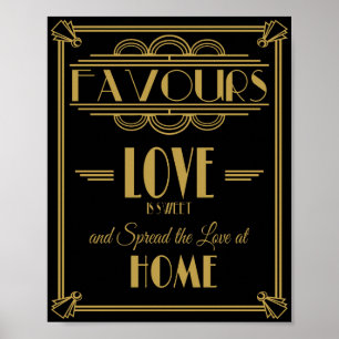 Art Deco favorece doce Impressão de casamento