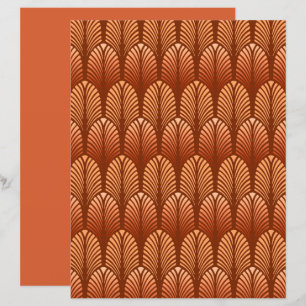 Art Deco Feather Patterno, Cobre e Marrom