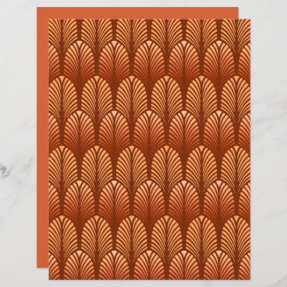 Art Deco Feather Patterno, Cobre e Marrom