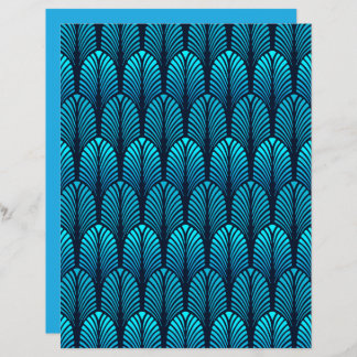 Art Deco Feather Standard, Cerulean Blue