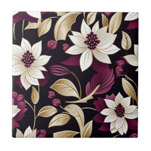 Art Deco Floral Sobre A Borgonha