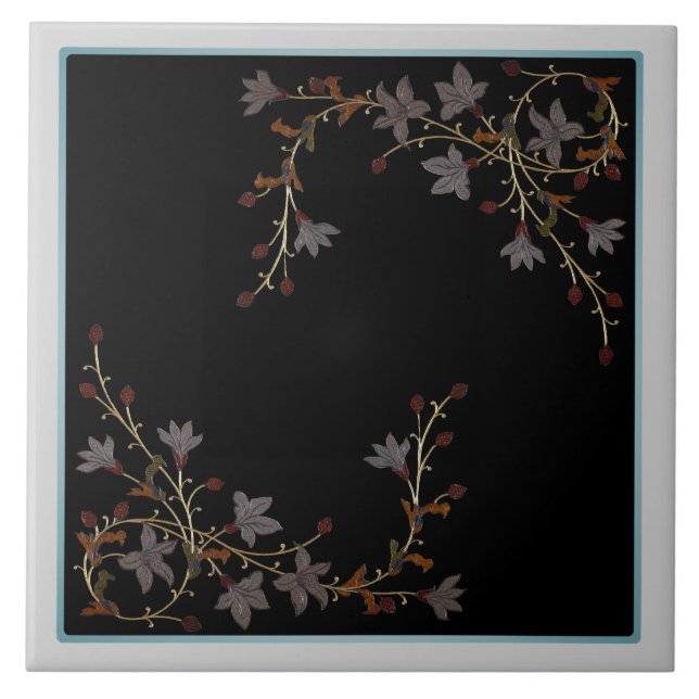 Art Deco Flowers On Black (Frente)
