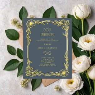 Art Deco Gatsby cinza 50º convite para o casamento