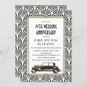 Art Deco Gatsby Convite de Aniversário de Casament