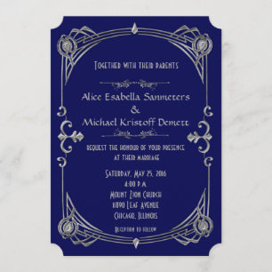 Art Deco Gatsby Estilo Casamento Convite Kari 1